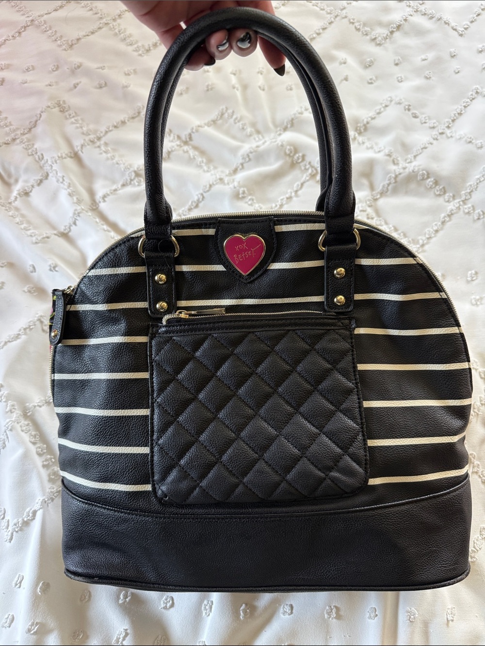 Betsey Johnson Y2K Striped Satchel Handbag